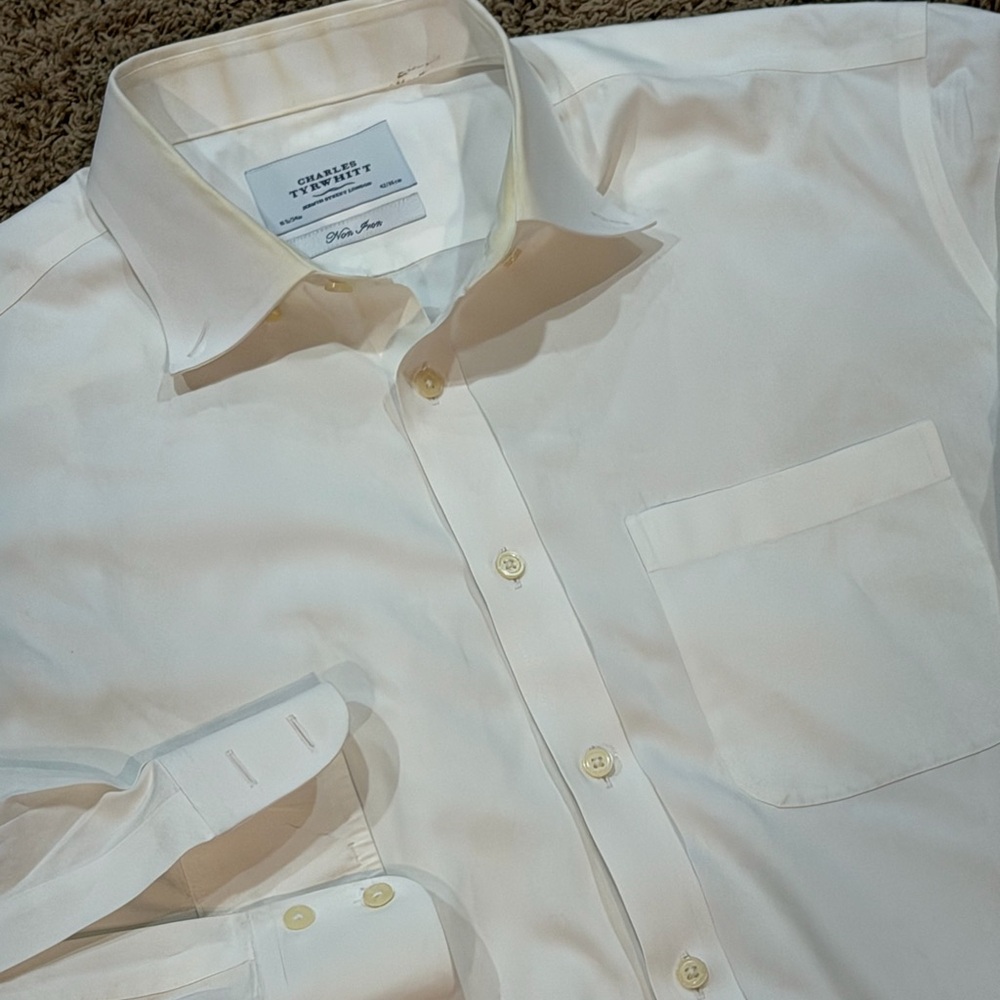 Charles Tyrwhitt Dress Shirt Mens 16.5/34 White See Description